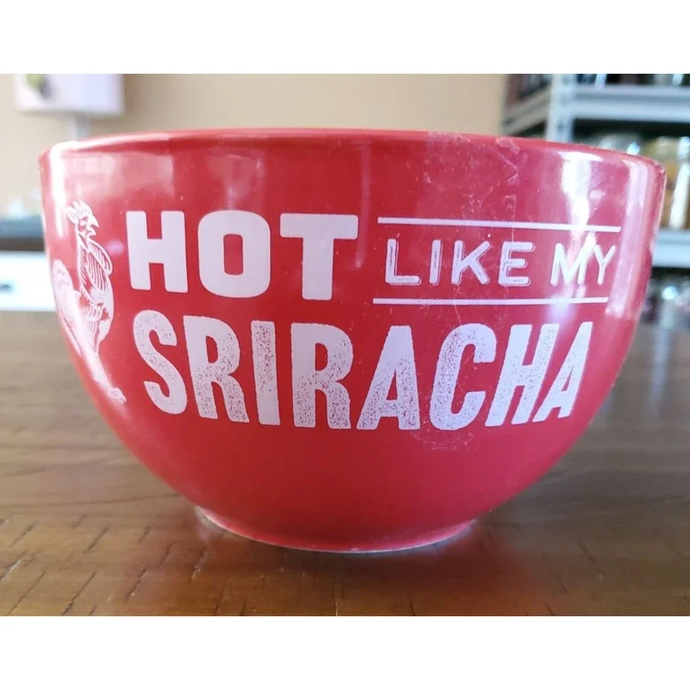 NEW Hot Like My Sriracha Ramen Noodle Red Ceramic Bowl